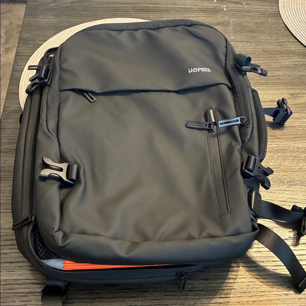 Homiee Charcoal Black Travel Backpack